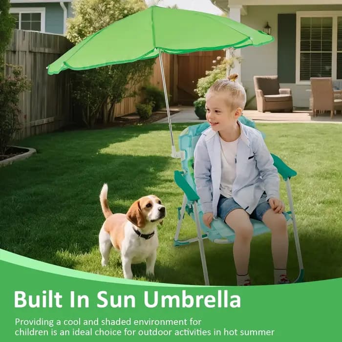 Chaise de plage pliable pour enfants avec parasol, légère, pour pique-nique, camping, résistante au vent, chaise longue de plage