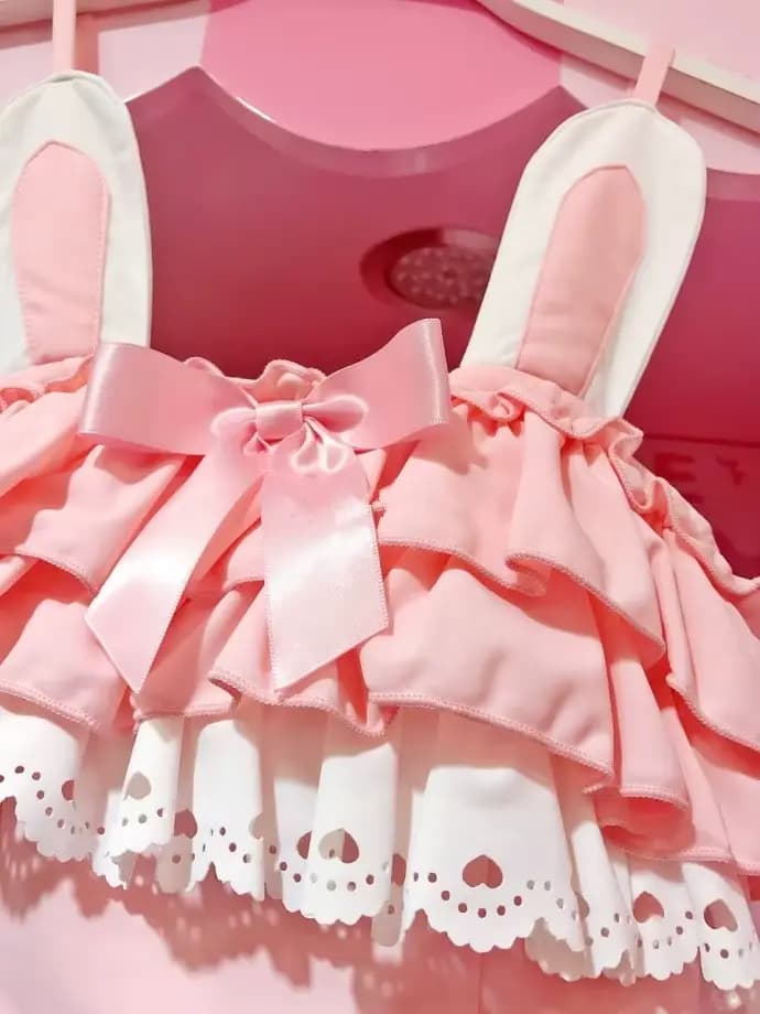 Sukumizu-Maillot de bain pour femme, kawaii, anime japonais, chat noir et lapin en poudre, costume de cosplay, bain imbibé