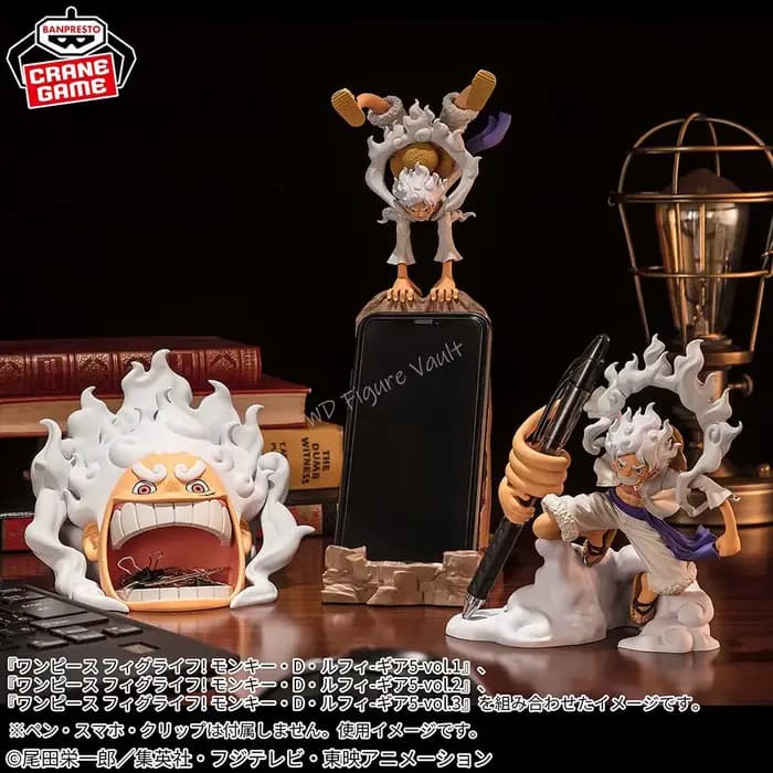 Bandai One Piece : combattre la vie! Monkey D. Luffy - Gear 5 Support pour téléphone Gfigurine fonctionnel/Boîte de rangement/Porte-stylo conteneur