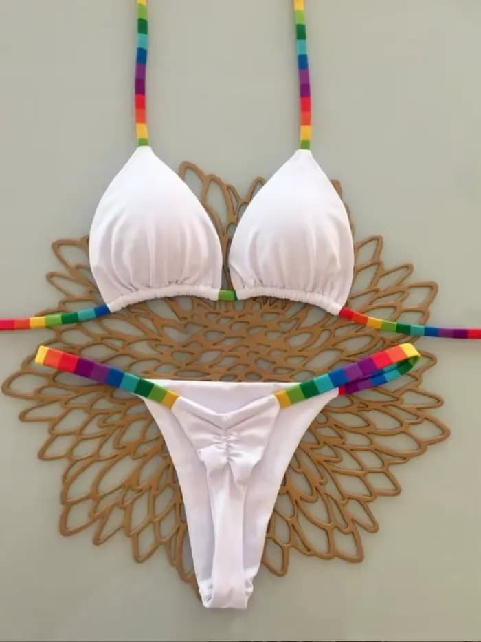 Ensemble Bikini brésilien Sexy Push Up maillot de bain deux pièces Triangle cravate côté bas plage vêtements de