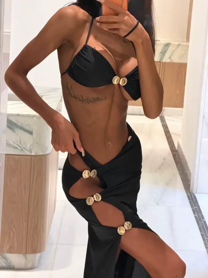 Nouvel ensemble de bikini brésilien sexy avec jupe