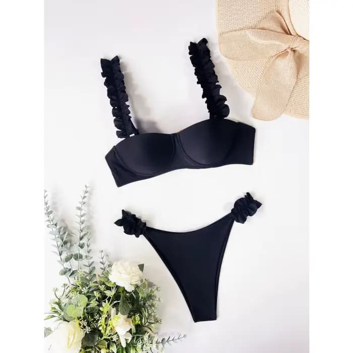 Push Up Bikini ensemble femmes maillots de bain Sexy froncé jarretelle maillot de bain Micro Bikini 2025 nouveau deux pièces maillots de bain Biquini femme