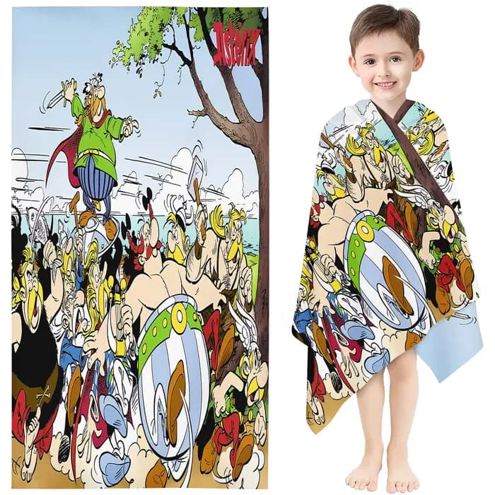 Serviette de plage Asterix The Gaul pour enfants, serviette de bain en microfibre à séchage rapide,