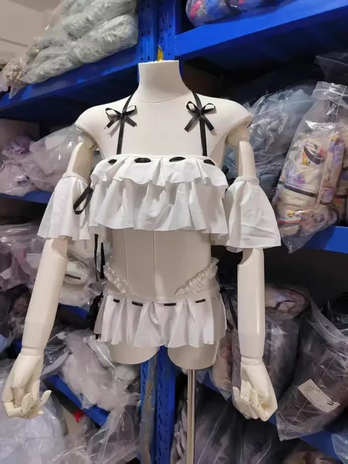 Maillot de bain Blue Archive Ajitani Hifumi, maillot de bain Sukumizu pour fille étudiante Lolita, maillot de bain blanc à volants
