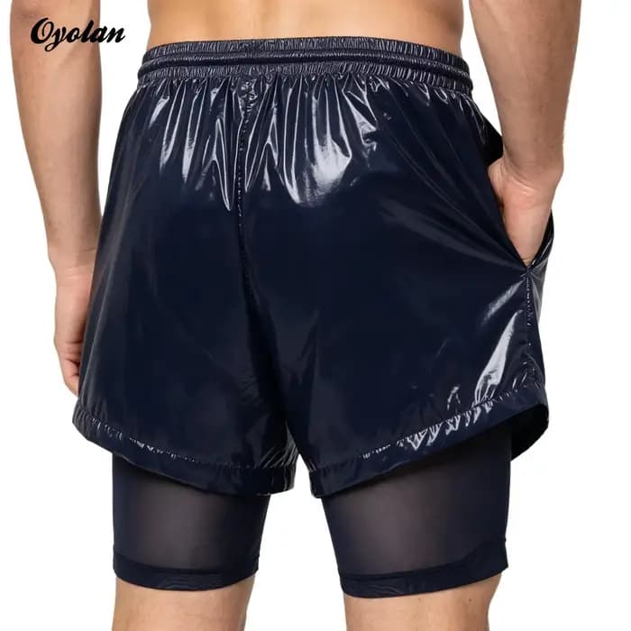 Maillot de bain pour homme, short de bain à séchage rapide avec poches, short de bain 2 en 1 à double couche avec doublure pour la natation et le surf