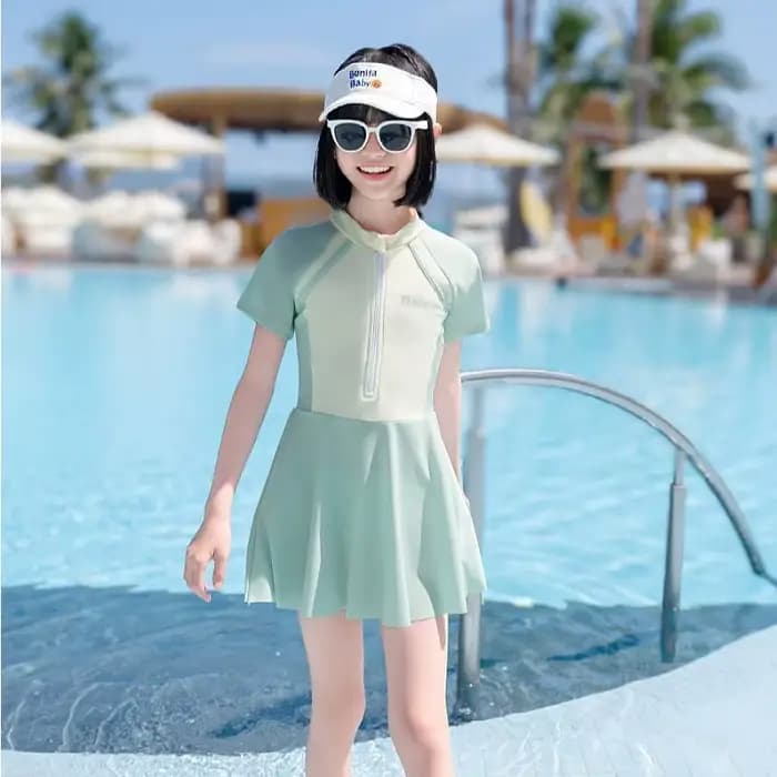 Maillot de bain sportif 2026 pour filles, motif dessin animé, couleur unie, robe de plage d'été, pro