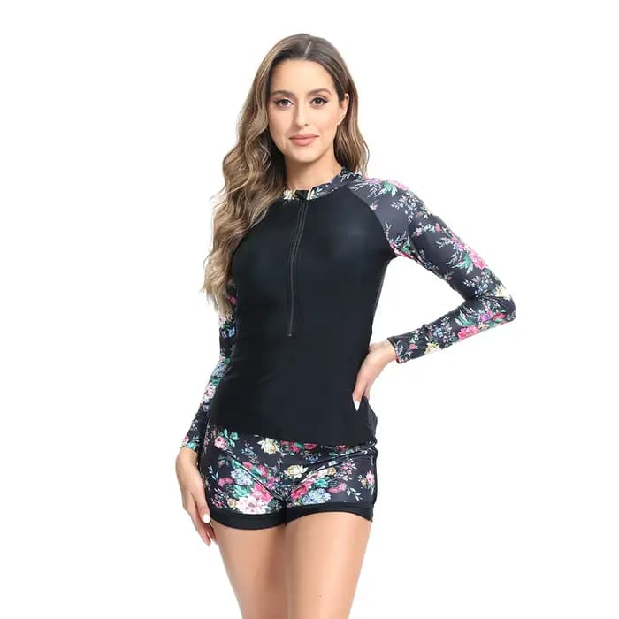 NADANBAO-Maillot de bain deux pièces pour femmes, sexy, imprimé floral, à la mode, protection contre les éruptions cutanées, tenue de plage
