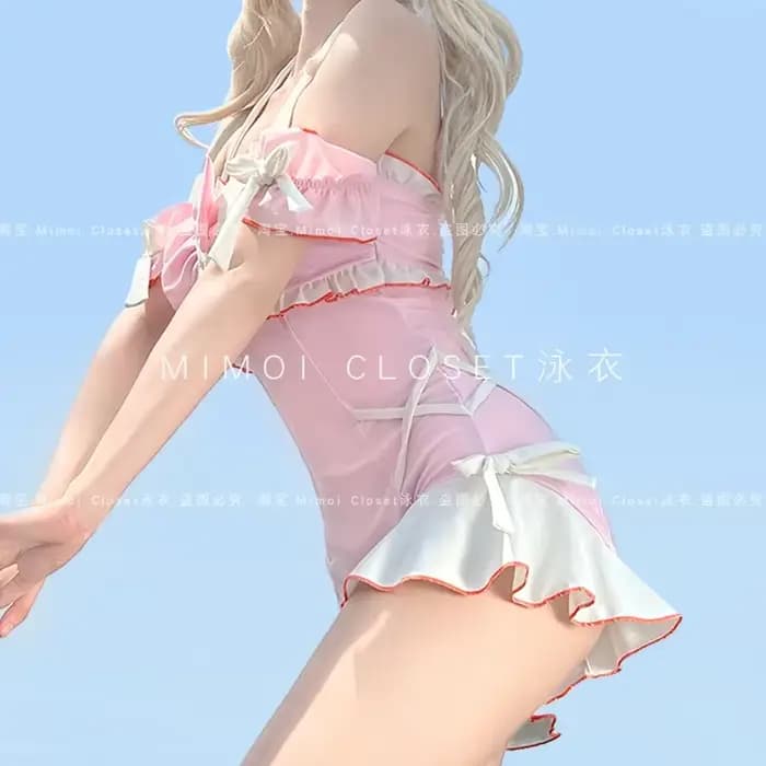 Été nouveau rose Dopamine Lolita doux filles mignon une pièce maillot de bain étudiant Kawaii plage vacances