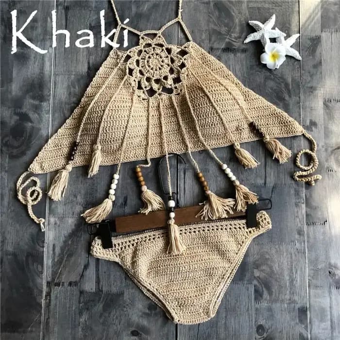 Women Knitted Swimwear Sexy Bikini 2pcs Swimsuit Female Push Up Brazilian Biquini Bathing Suit Thong Bather