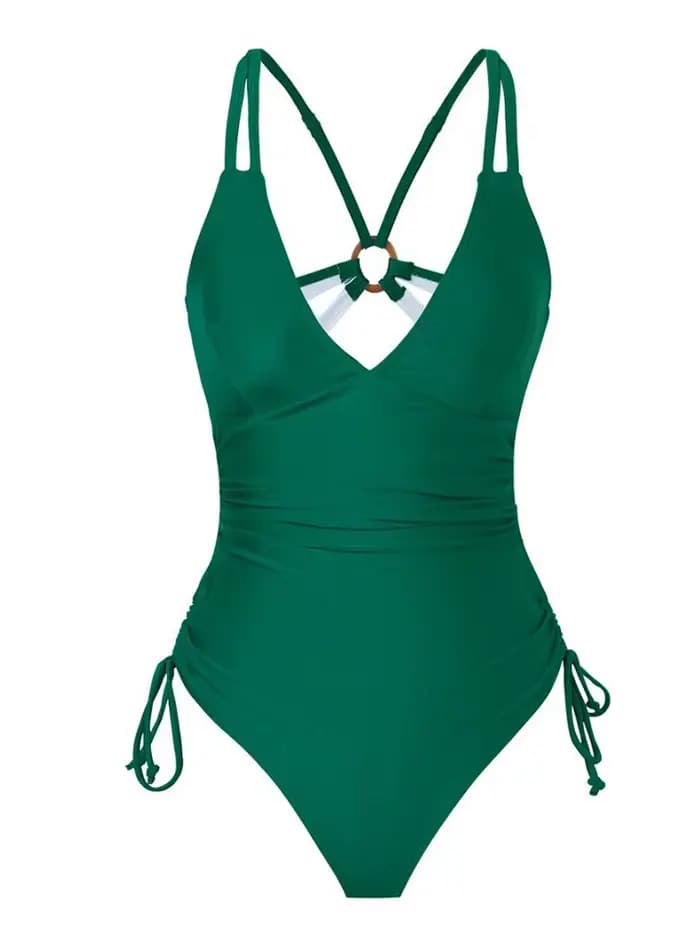 Vzvn Maillot de bain une pièce sexy vintage sans manches taille haute pour femme