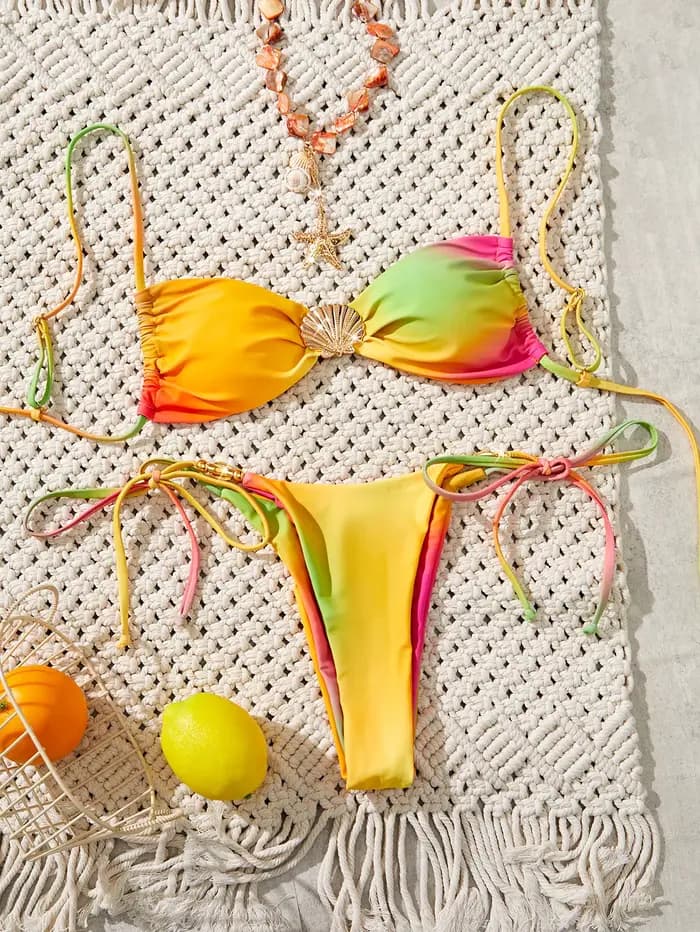 Cravate colorant à lacets ensemble de Bikini maillot de plage femmes maillot de bain Biquinis Tankini Femme Mujer maillot de bain femmes Куwlьник Ж браrien