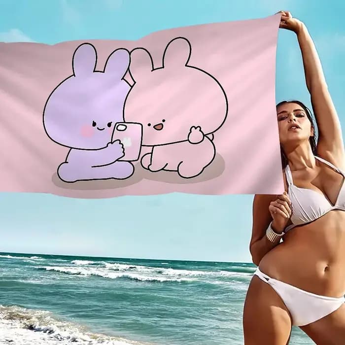 Dessin animé a-samimichan mignon serviette de plage serviettes de bain colorées microfibre séchage rapide personnalisé