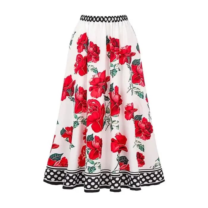 Maillot de bain une pièce vintage à volants imprimé floral rouge et jupe assortie, collection 2026,