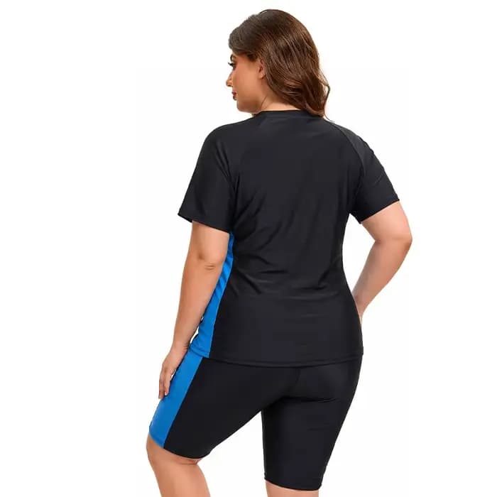 Maillot de bain grande taille pour femme, deux pièces, haut de maillot à manches courtes et short de bain avec coupe Boy Leg, tailles XL-5XL