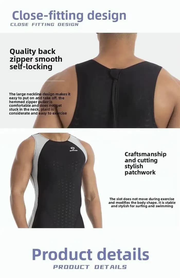 Maillot de bain de compétition sans manches pour hommes