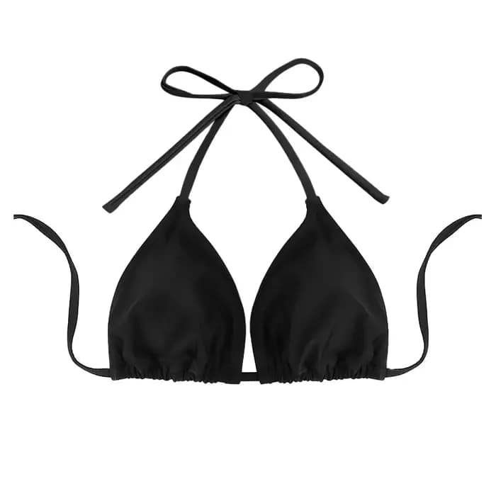 1Pc femmes Sexy haut de bikini soutien-gorge maillot de bain été plage Style couleur unie col suspendu Bareback sangle