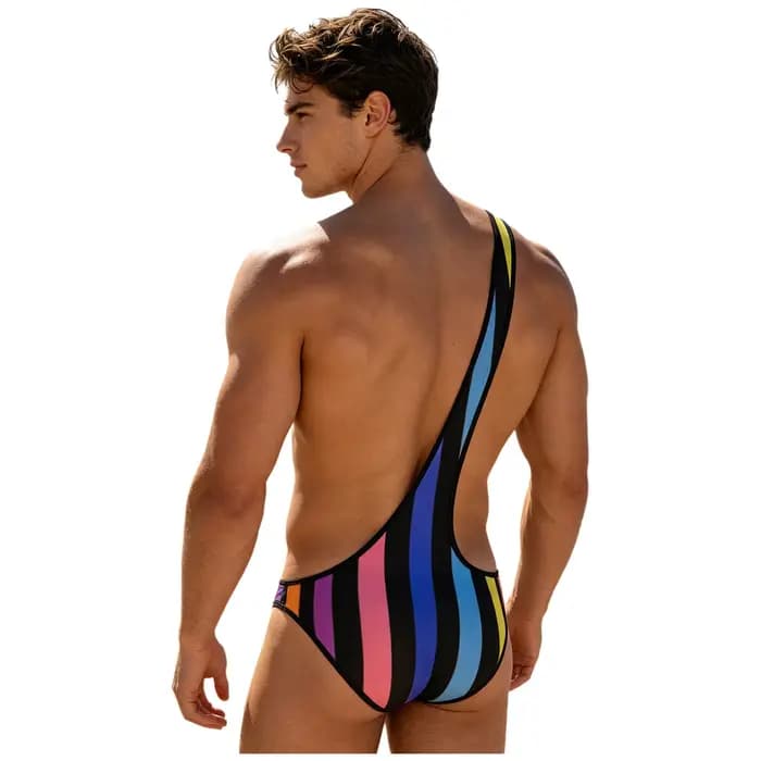 Maillot de bain homme rayé à une épaule