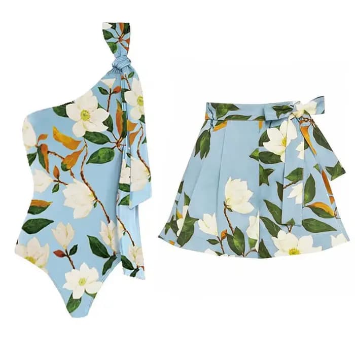 Nouveau Maillot de Bain Une Pièce Rétro Imprimé 2026 pour Femme, Coupe Slim, avec Jupe de Plage Inté