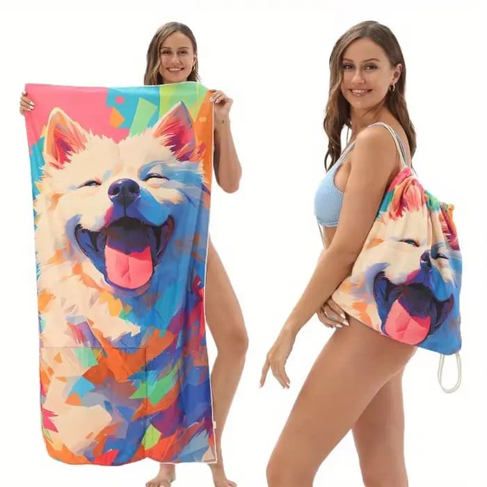 Serviette de plage pliable 2-en-1 pour l'extérieur