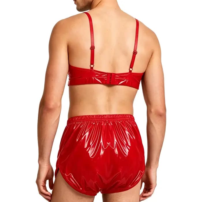 Maillot de bain 2 pièces pour hommes, ensemble bikini imperméable, bretelles réglables, haut court avec slip et bas de maillot de bain, tenue de plage