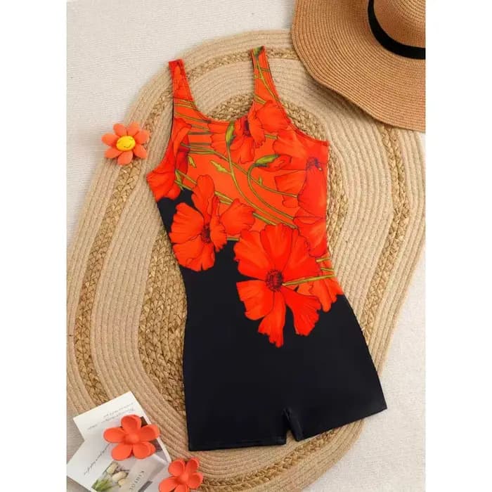 Maillot de bain une pièce sexy à imprimé floral, tenue d'été tendance pour femme, élastique, résistant à l'usure, haute élasticité, fibre de polyester