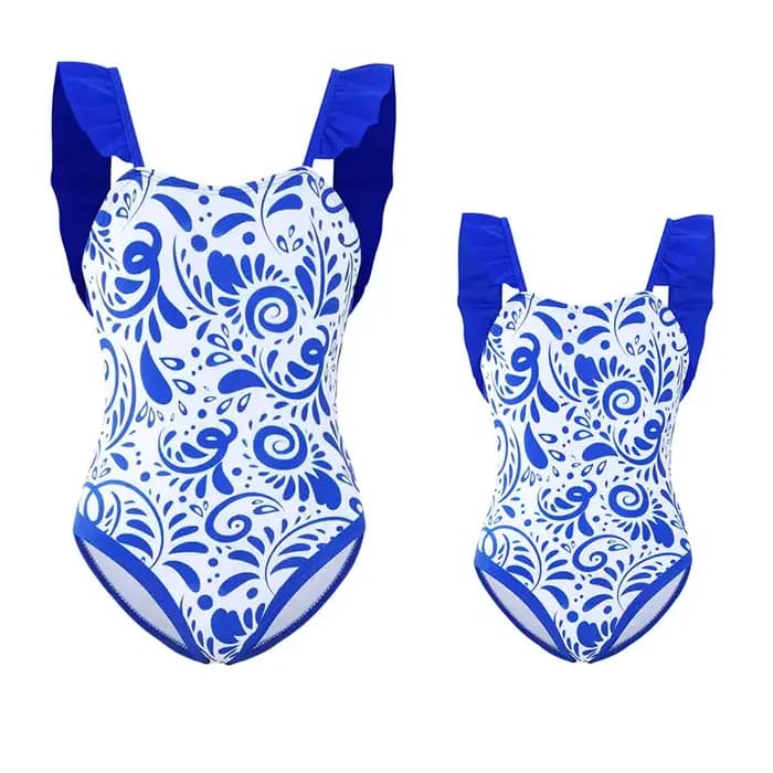 Maillots de bain à rayures assortis pour la famille, tenues à volants, maillots de bain mère et fille, vêtements de bikini maman et moi, robe de natation pour enfants