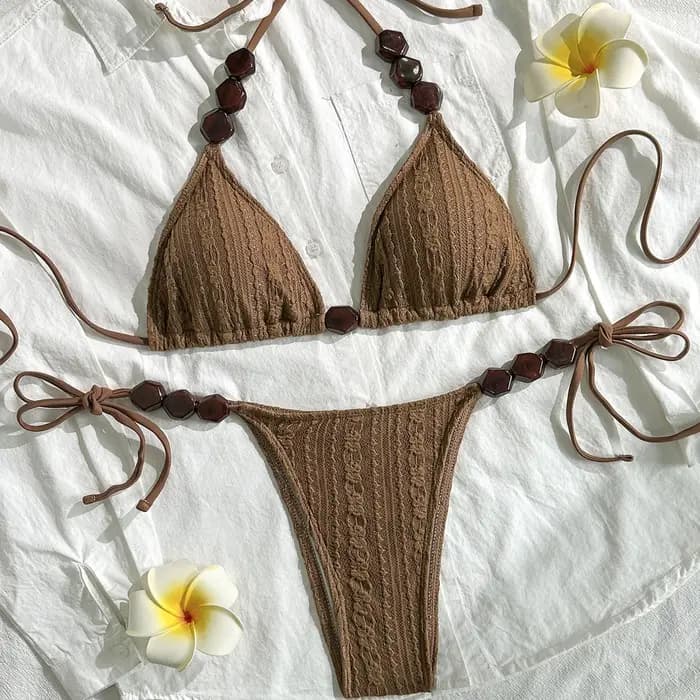 2026 Ensemble de bikini marron sexy pour femme