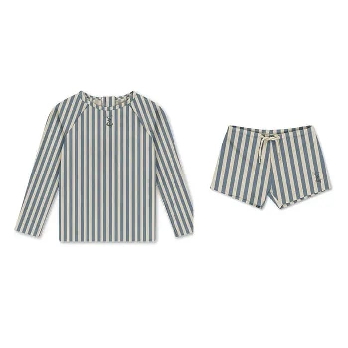 Maillots de bain enfants maillots de bain pour garçons maillots de bain pour bébé rayure bleue haute élasticité vitesse combinaison sèche vacances crème solaire garçon maillots de bain