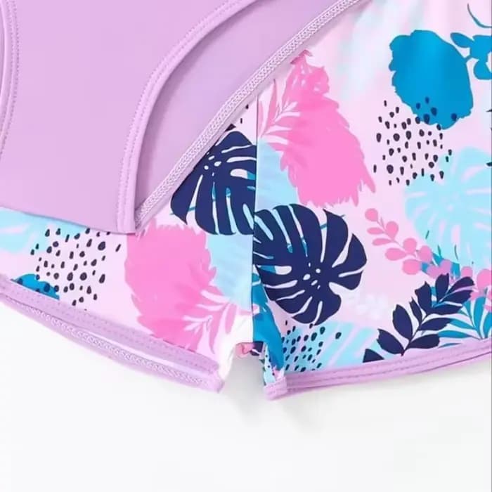 Maillot de bain une pièce avec short pour filles de 8 à 12 ans