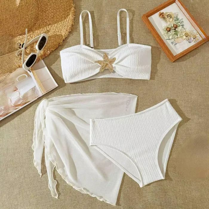 Maillot de bain 3 pièces pour fille, ensemble bikini à bretelles spaghetti, maillot de bain avec paréo, maillot de bain pour fille de 12 ans, купальник детский