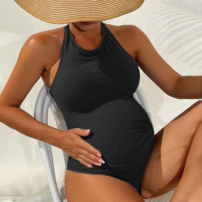 Maillot de bain monokini pour femmes enceintes, couleur unie, sexy, grande taille, bikini triangle, maillot de bain une pièce, vêtements de bain