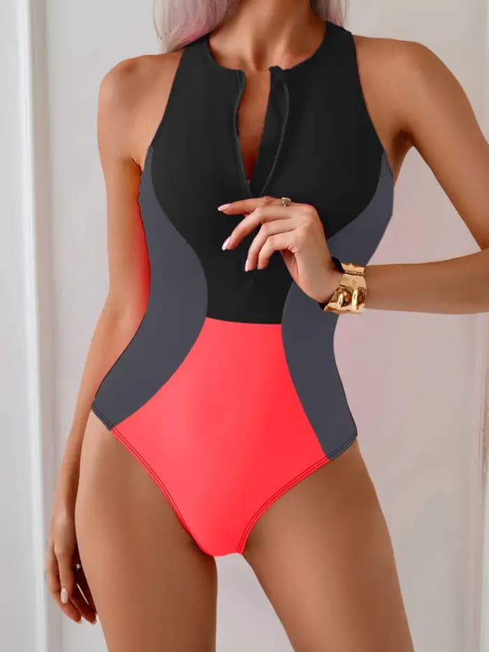 Maillot de bain une pièce avec fermeture éclair