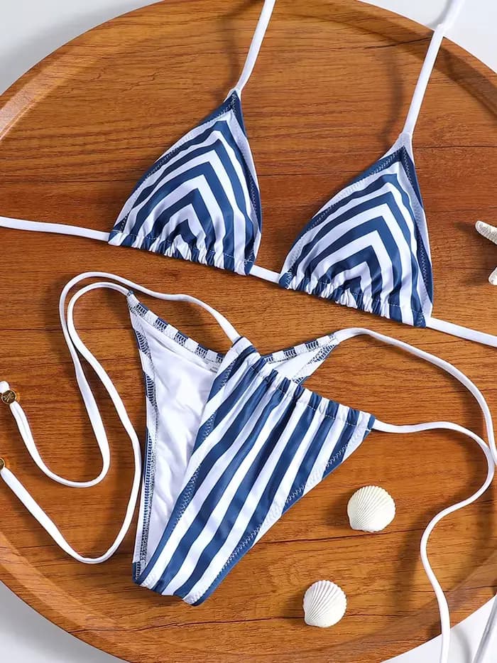 ZRTAK nouveauté Triangle rayé Bikini femmes maillot de bain Micro maillots