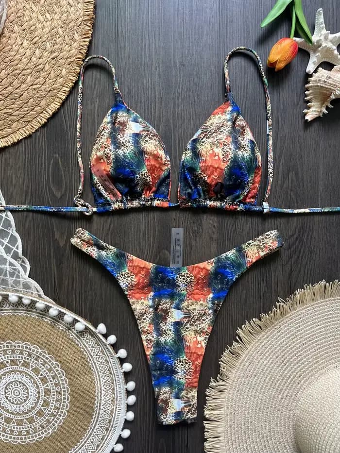 Maillot de bain micro sexy pour femme, ensemble bikini brésilien imprimé, string, tenue de plage