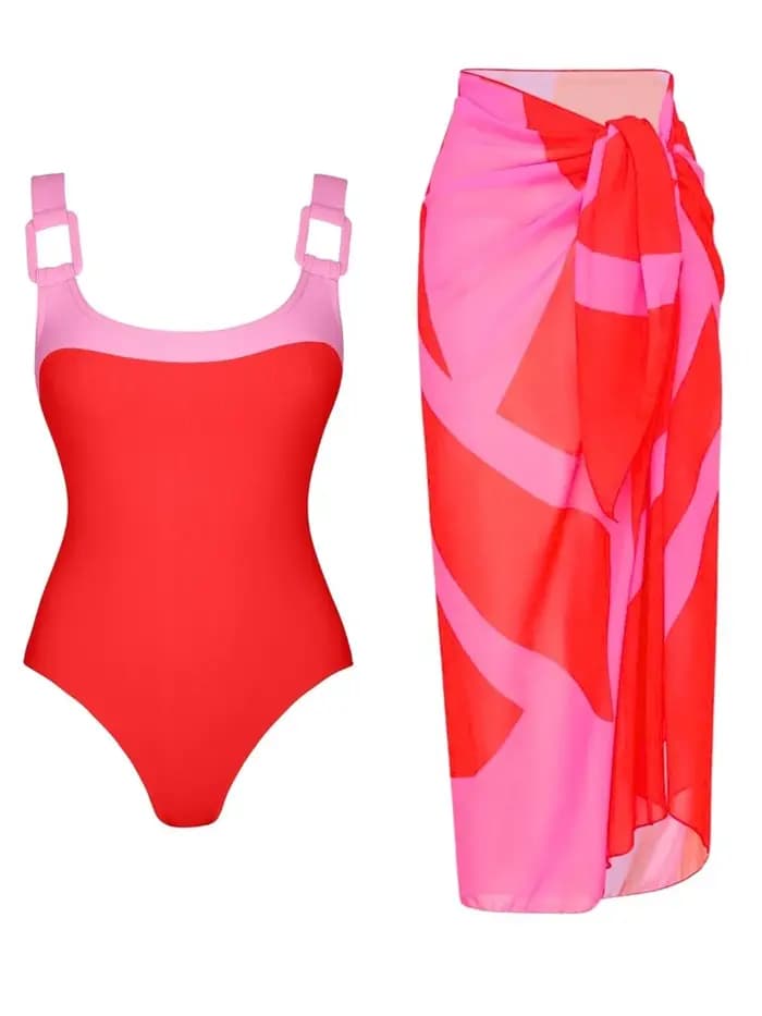 Nouveau Maillot de Bain Une Pièce Sexy 2026 pour Femme avec Jupe de Plage Intégrée – Tenue de Bain et Vêtement de Plage pour Femme