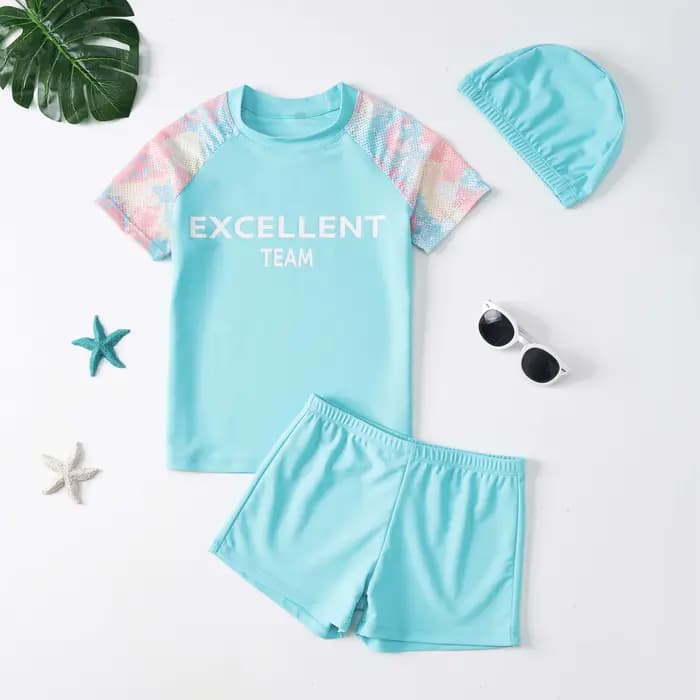 Enfants garçon maillot de bain été enfants conseil Shorts ensembles garçons fendu à manches courtes