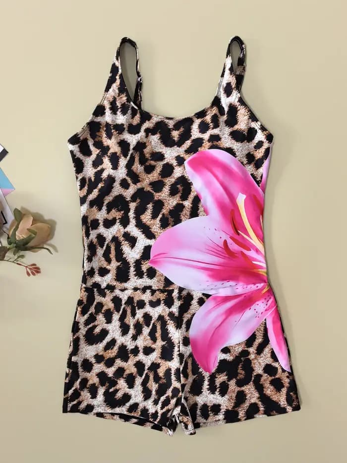 Maillot de bain une pièce sexy marron imprimé léopard floral 2026 pour femme, col en U, amincissant, contrôle du ventre, maillot de bain de vacances, monokini