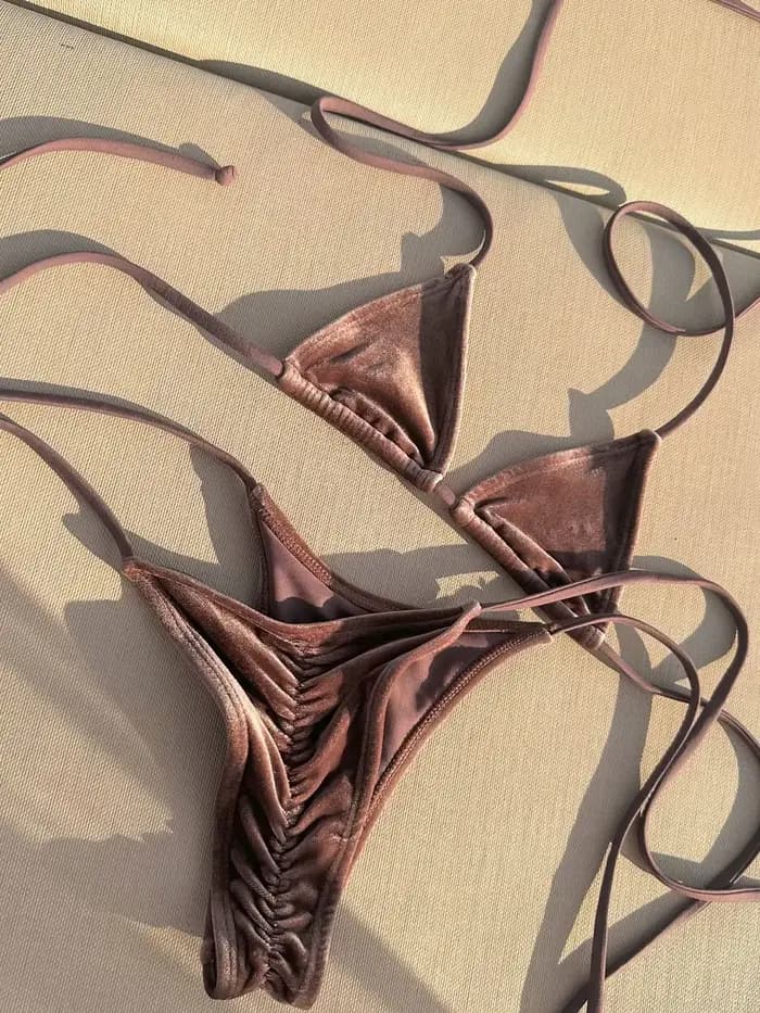 Maillot de bain rétro triangle à lacets pour femme