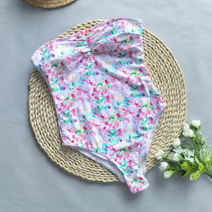 Maillot de bain une pièce imprimé banrib, sexy, sans bretelles, élégant, monokini, pour femmes, vêtements de plage, nouvelle collection 2024