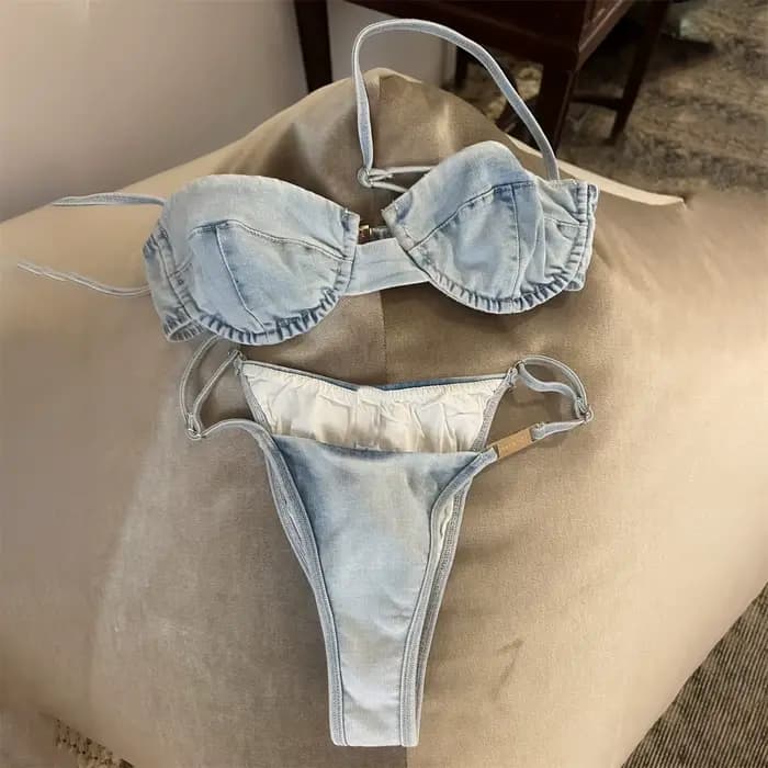 2026 Bikini imprimé denim pour femme
