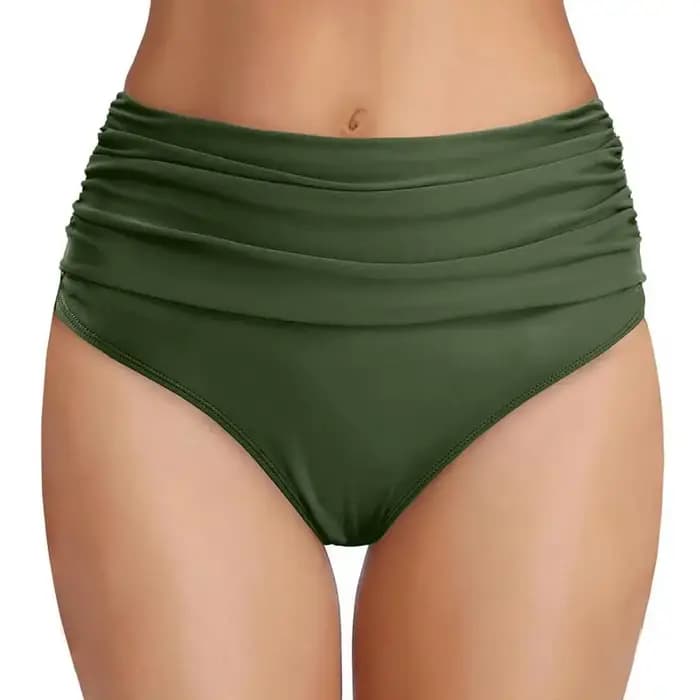 Bas de bikini taille haute pour femme, maillot de bain gainant ventre plat, short de plage à coupe flexible avec détails froncés