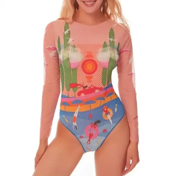 Maille taille haute Sexy maillot de bain femmes été maillot de bain ensemble Bikini à manches longues maillots de bain plage maillot de bain pour femme Куwlльник