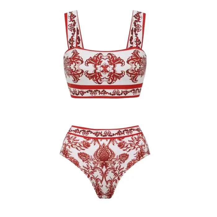 Nouveau Maillot de Bain Rétro Imprimé avec Cache-Maillot Femme, Maillot de Bain Floral 2026, Maillot de Bain Sexy, Bikinis, Combinaison Femme, Tenue de Plage