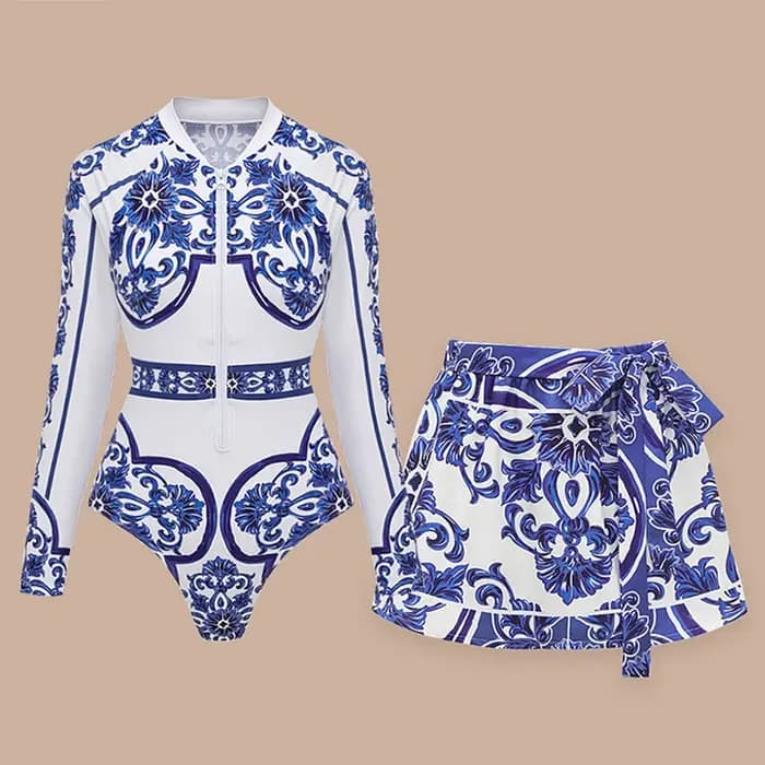 Nouveau surf Sport maillot de bain manches longues femmes une pièce maillot de bain maillots de bain solide Monokini maillot de bain Tropical body femme
