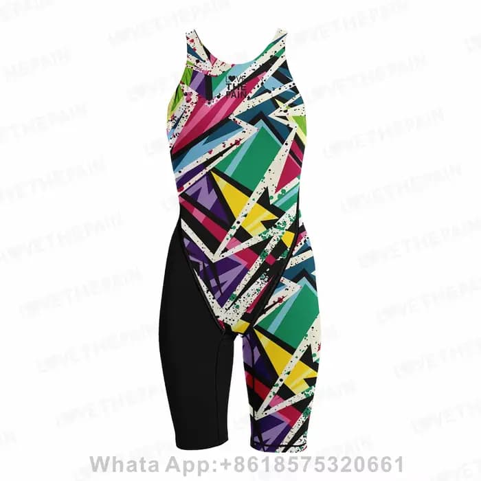Maillot de bain pour femmes, compétition, entraînement, technologie, col au genou, dos ouvert, bretelles confortables, ensemble deux pièces, 2023