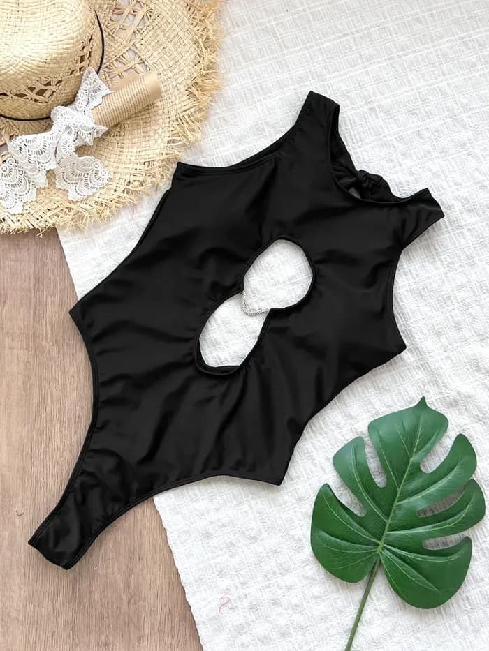 Maillot de bain une pièce découpé à lacets pour femmes