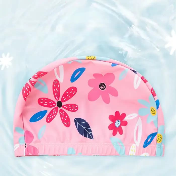 Bonnet de bain pour enfants - Chapeau en tissu élastique imprimé de dessins animés mignons pour garçons et filles