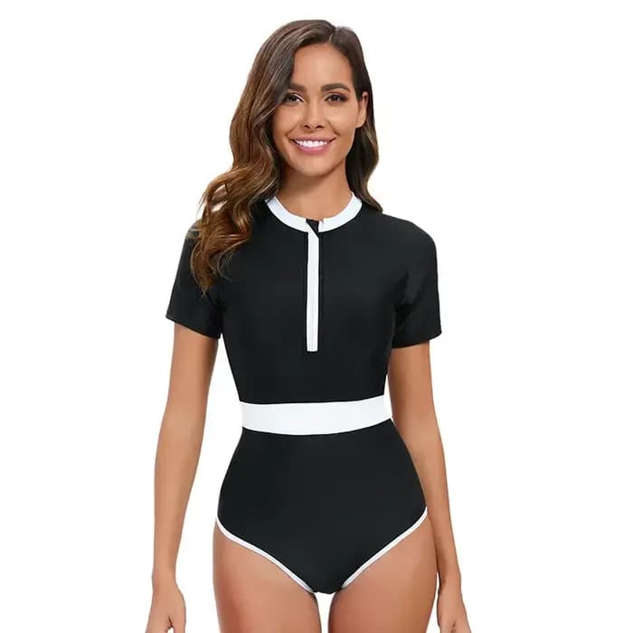 Maillot de bain une pièce noir et blanc pour femmes