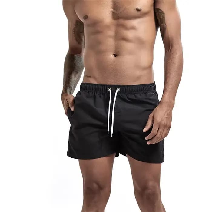 Shorts de bain pour hommes avec doublure en maille, poches latérales, shorts de plage unis, séchage rapide, légers, avec cordon de serrage, vêtements de bain d'été