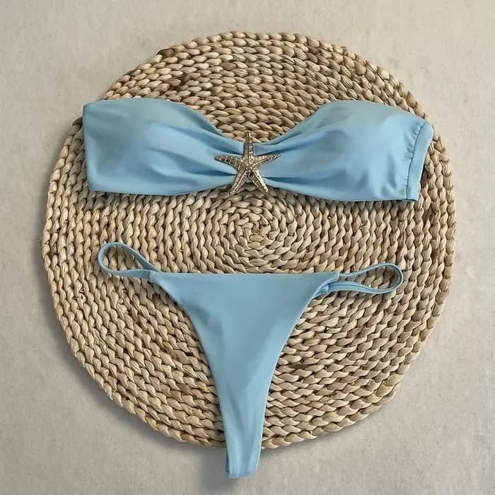 DEBAIOR maillots de bain 2025 femmes tendance maillots de bain deux pièces costumes string Bikini étoiles brillantes Bikini ensemble plage ensemble Sexy maillot de bain